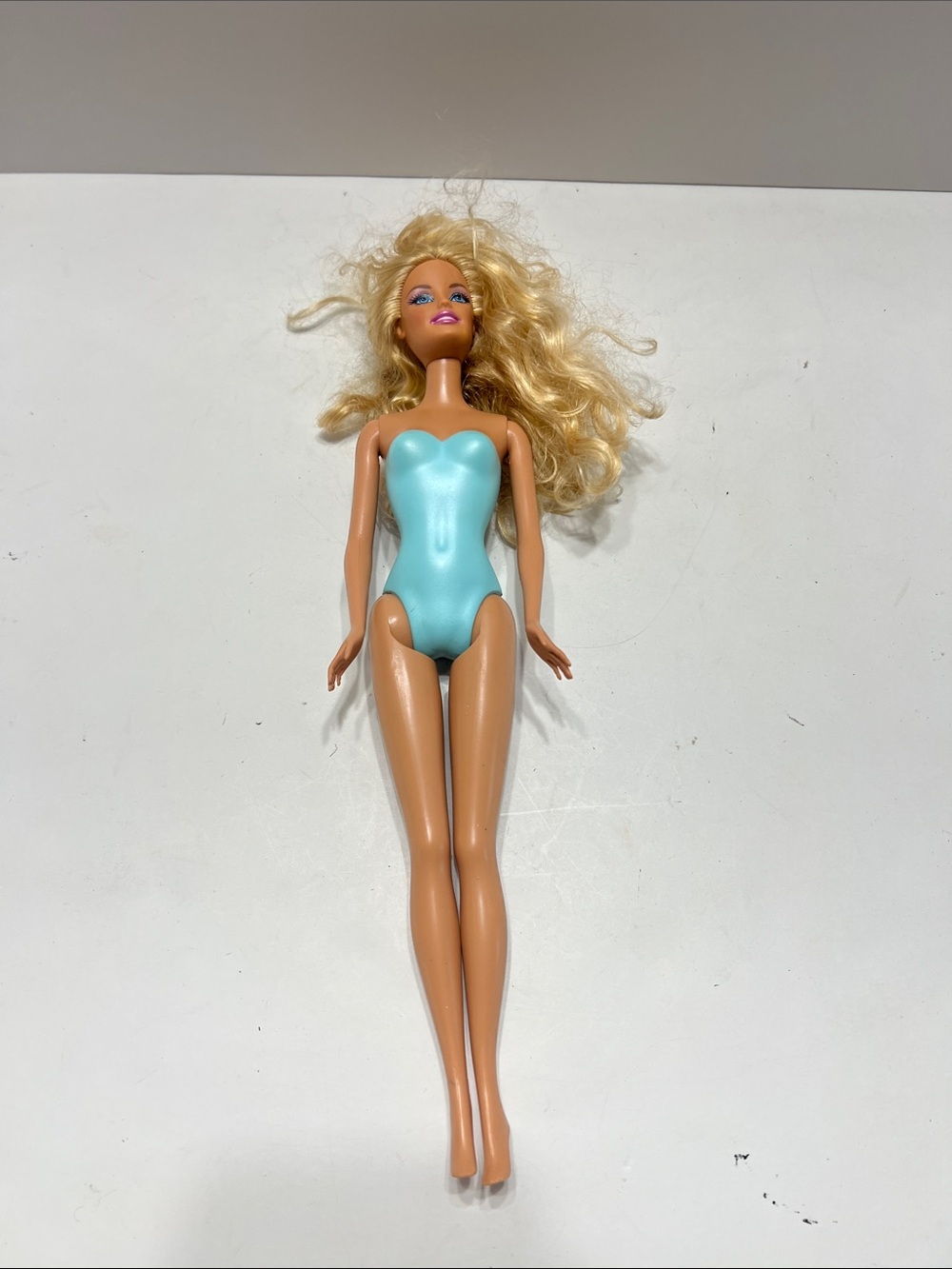 Mattel Blonde Barbie Doll in Aqua Swimsuit